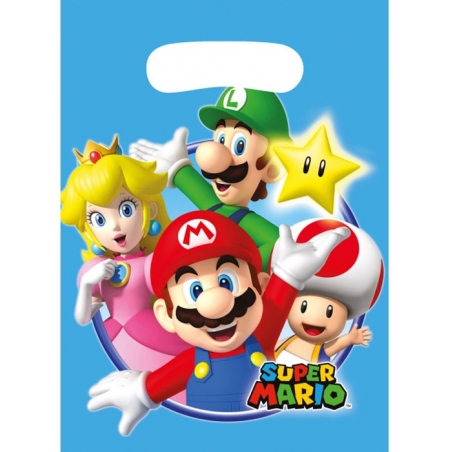 Lot de 8 sachets de fête Super Mario Bros à distribuer à vos invités à la fête d'anniversaire de votre enfant