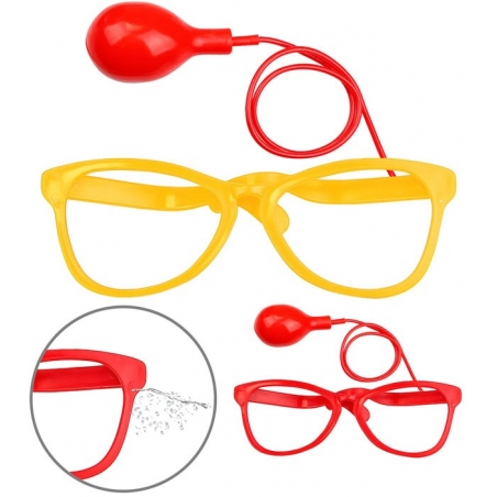 Lunettes géantes arroseuses de clown, coloris assortis en fonction du stock (jaune ou rouge)