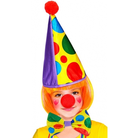 Idée d'accessoires pour un déguisement de clown pour enfant, kit avec nœud papillon, chapeau et nez