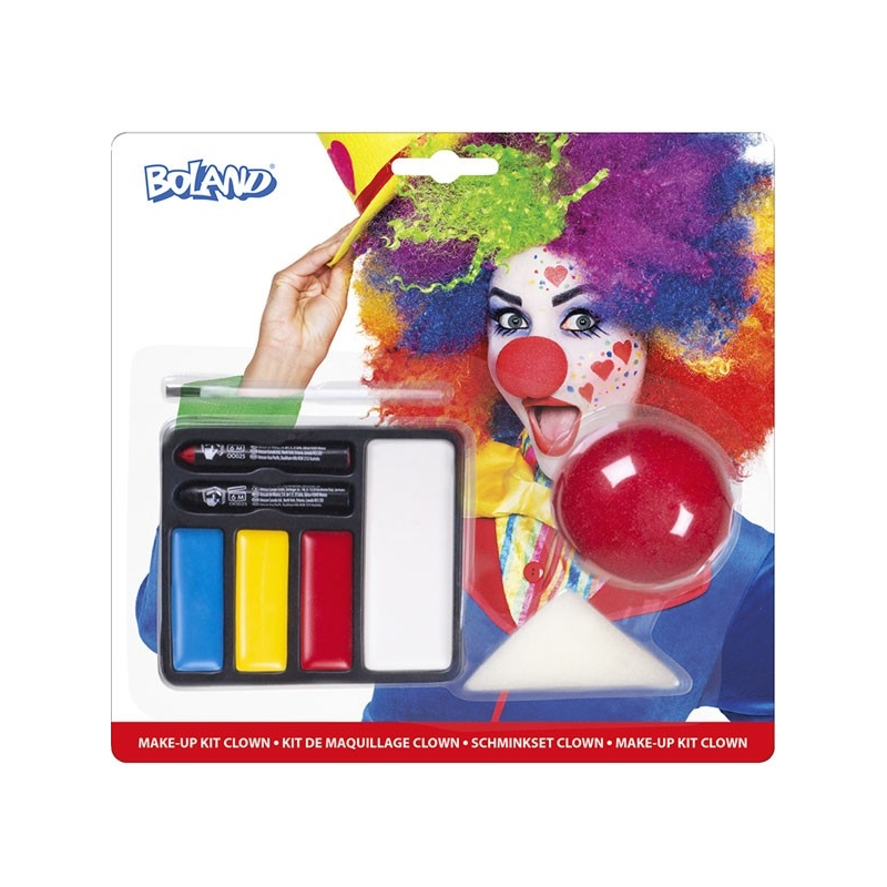 Kit de maquillage pour faire un maquillage de Clown facilement : grimage et nez en mousse