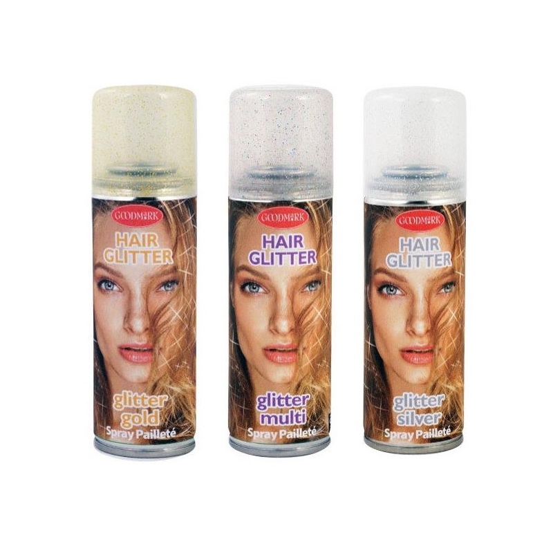 Laque paillettes pour cheveux : paillettes or, argent ou multicolore