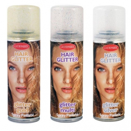 Laque paillettes pour cheveux : paillettes or, argent ou multicolore