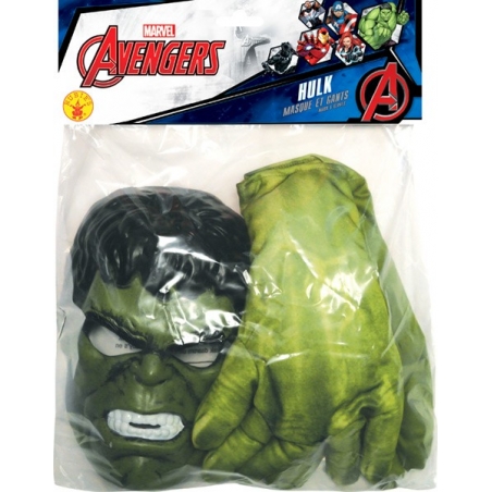 Accessoires déguisement Hulk  pour enfant, gants et masque sous licence Marvel Avengers