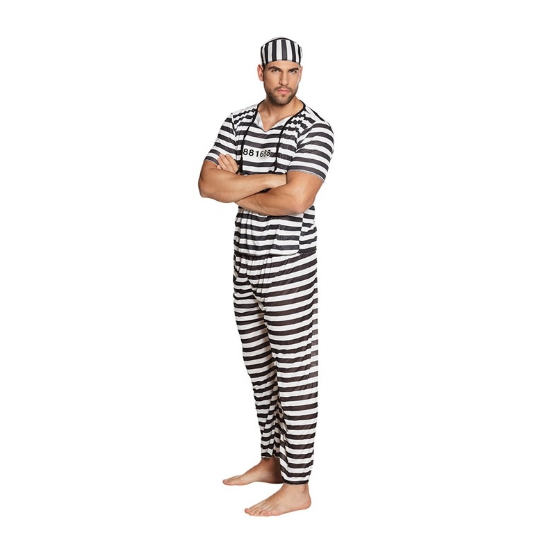 Déguisement de prisonnier noir et blanc pour homme - Taille M/L