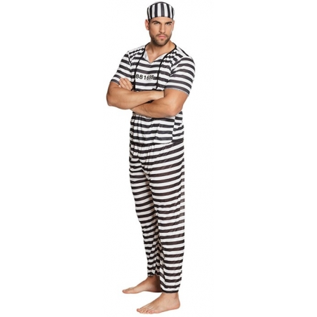Déguisement de prisonnier noir et blanc pour homme - Taille M/L Déguisement de prisonnier noir et blanc pour homme - Taille M/L