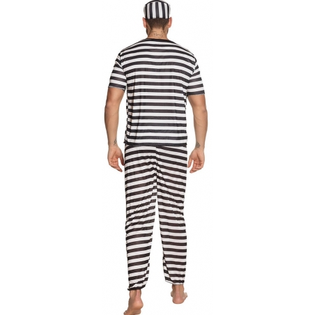 Déguisement de bagnard pour homme, costume noir et blanc - taille M/L Déguisement de bagnard pour homme, costume noir et blanc - taille M/L