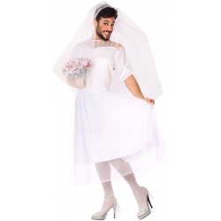 Robe de mariée pour homme avec voile, un déguisement idéal pour un enterrement de vie de célibataire