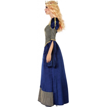 Costume médiéval pour femme, déguisement de princesse médiévale bleue