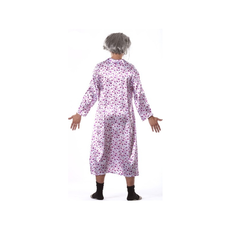 Déguisement de grand-mère humoristique avec poitrine et poils