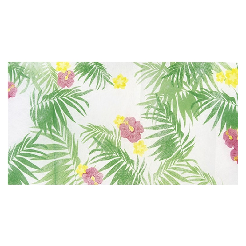 Chemin de table tropical avec motif fleuri et feuillages