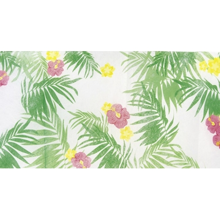 Chemin de table tropical avec motif fleuri et feuillages