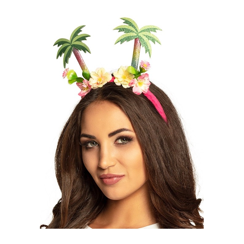 Serre-tête Hawaï avec palmiers idéal pour accessoiriser une tenue Hawaïenne