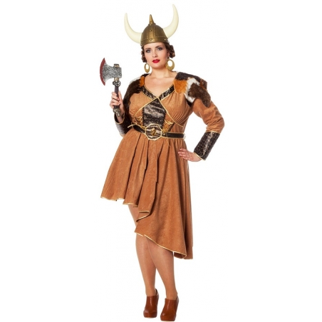 Déguisement femme Viking grande taille avec robe et ceinture (casque non fourni) Déguisement femme Viking grande taille avec robe et ceinture (casque non fourni)