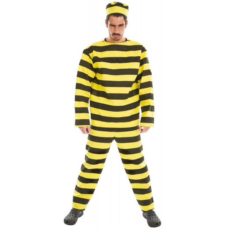 Déguisement prisonnier jaune et noir pour homme