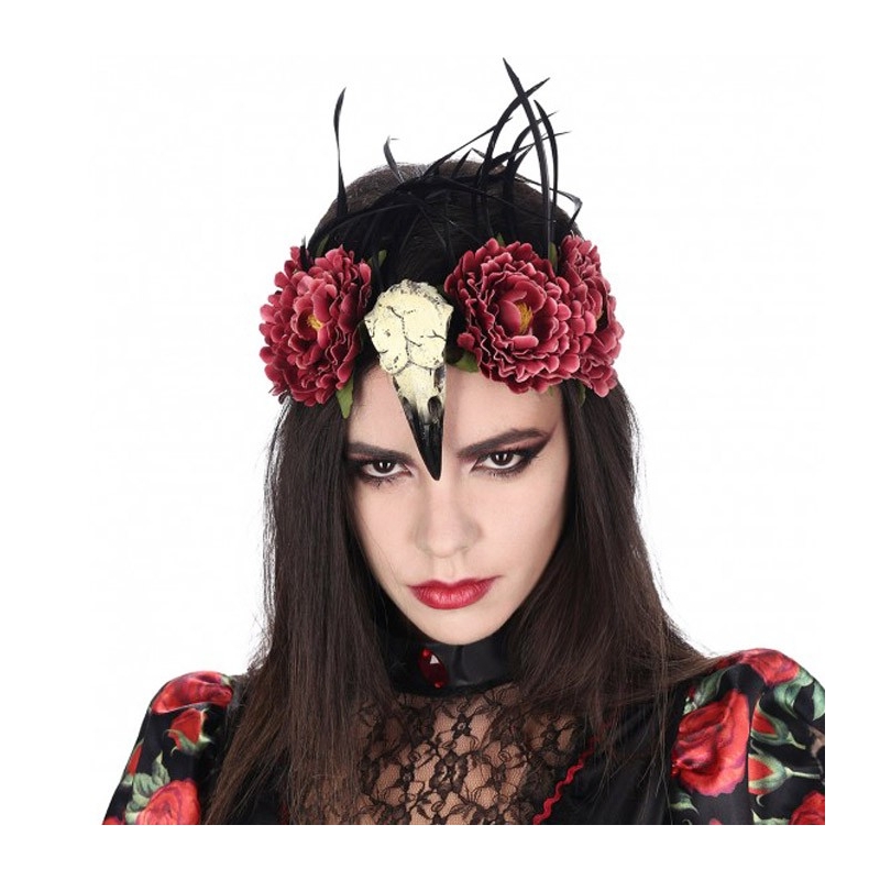 Bandeau vaudoo avec crâne d'oiseau idéal pour accessoiriser votre cosplay pour Halloween