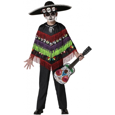 Poncho Halloween mexicain pour enfant convient aussi bien aux garçons qu'aux filles