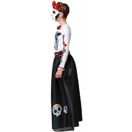costume halloween mexicain pour fille, robe mexicaine avec ceinture - Day Of the Dead