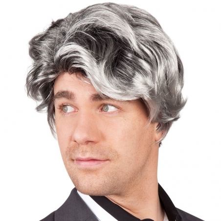 Perruque poivre et sel pour homme, coupe courte aux cheveux grisonnants Perruque poivre et sel pour homme, coupe courte aux cheveux grisonnants