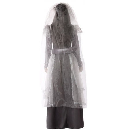 Déguisement de mariée fantôme pour femme avec robe, ceinture et voile - Film d'horreur