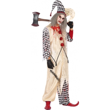 Déguisement Arlequin Halloween pour Homme, combinaison avec chapeau