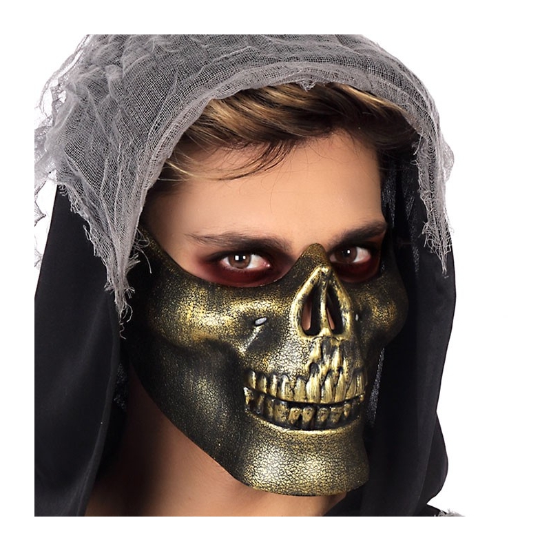 demi masque de squelette couleur or