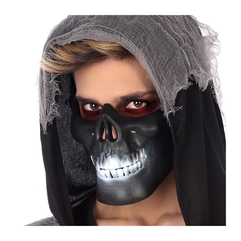 demi masque squelette, coloris noir
