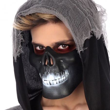 demi masque squelette, coloris noir