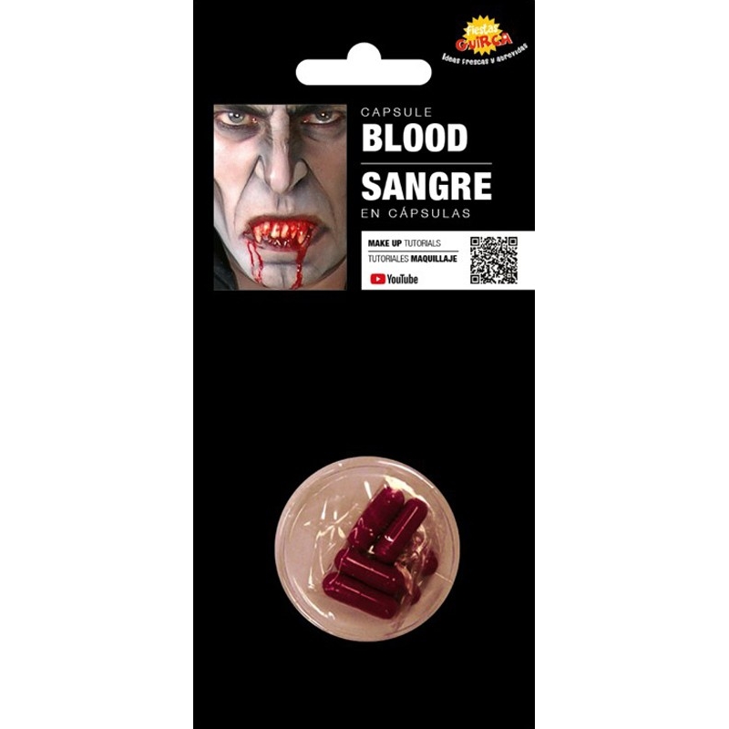 Capsules de sang pour réaliser un maquillage de vampire réaliste pour halloween