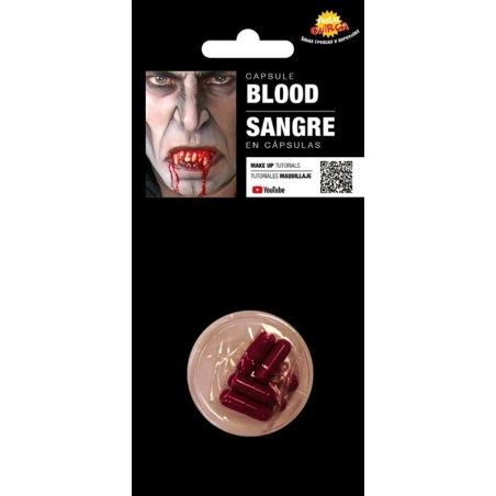 Capsules de sang pour réaliser un maquillage de vampire réaliste pour halloween