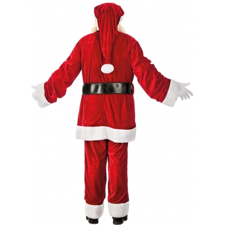 Costume de Père Noël avec bonnet et ceinture pour homme vue de dos