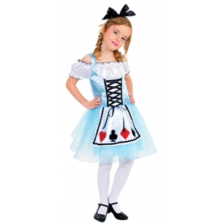 Déguisement Alice au pays des merveilles pour fille de 3 à 12 ans avec robe et serre-tête - personnage contes de fées