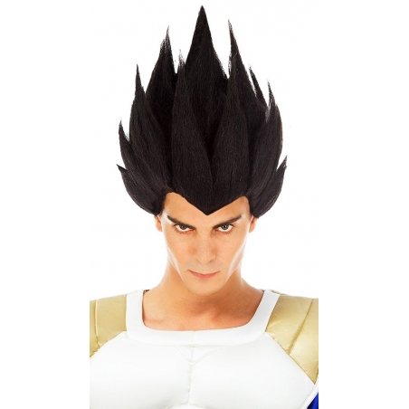 Perruque Vegeta pour homme sous licence Dragon Ball Z, version Saiyan Noir - Cosplay Manga