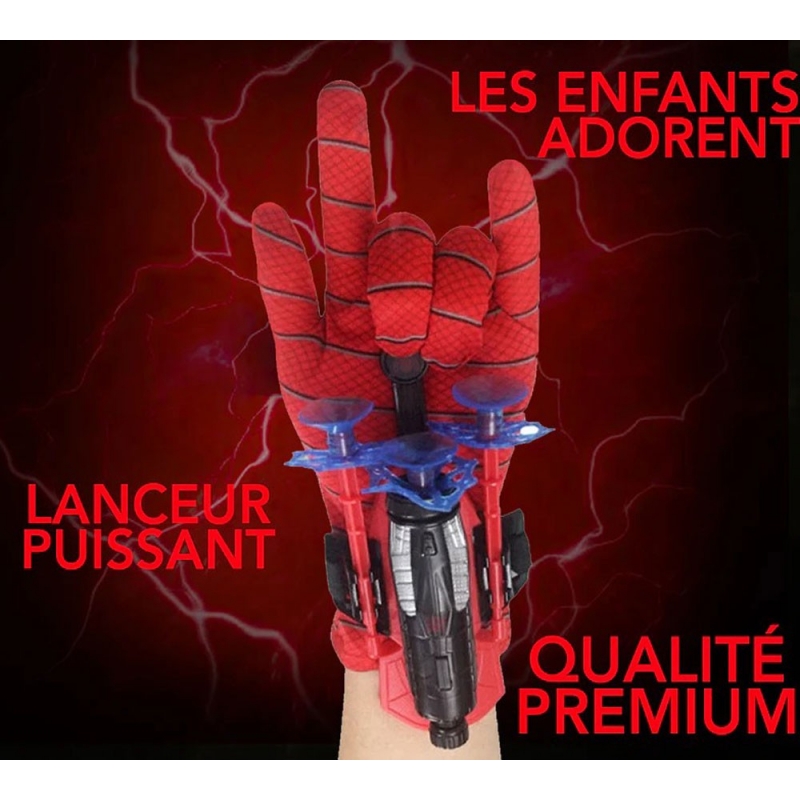 Spiderman gant avec lanceur de toile d'araignée + 3 fléchettes - Cosplay Super-Héros Marvel