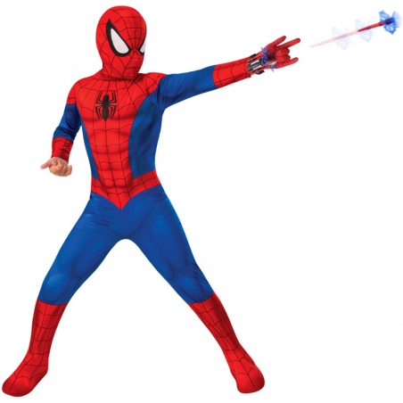 Déguisement de Spiderman pour enfant porté avec le gant lanceur de toile d'araignée - Super-Héros Marvel Déguisement de Spiderman pour enfant porté avec le gant lanceur de toile d'araignée - Super-Héros Marvel