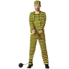 Déguisement de prisonnier jaune et noir pour adulte avec haut, pantalon et calot Déguisement de prisonnier jaune et noir pour adulte avec haut, pantalon et calot