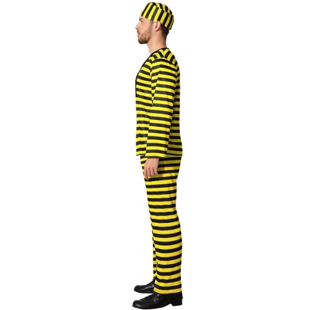 costume de prisonnier jaune et noir pour homme et femme, déguisez-vous en Dalton pour votre soirée personnages de BD