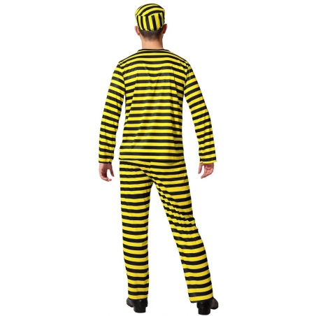 Prisonnier noir et jaune déguisement pour adulte disponible en taille XXL pour hommes et femmes Prisonnier noir et jaune déguisement pour adulte disponible en taille XXL pour hommes et femmes