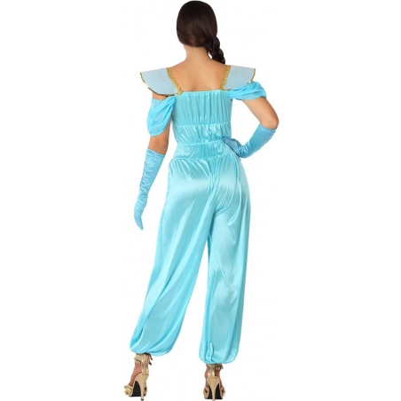 Robe princesse Jasmine, déguisement de princesse orientale bleue pour femme