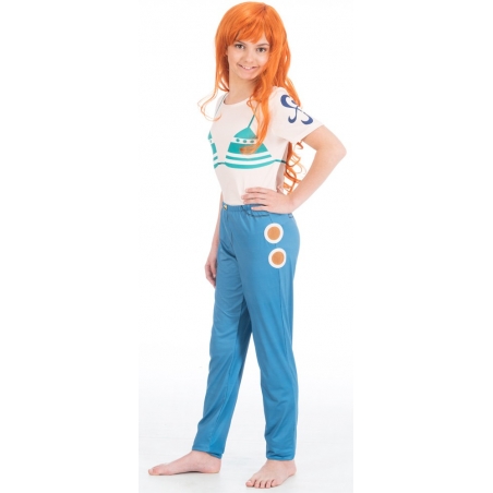 Cosplay Nami One Piece avec haut et pantalon sous licence officielle (perruque non incluse)