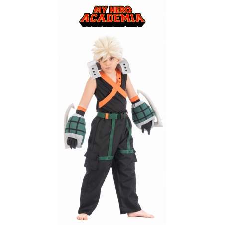 Déguisement de Bakugo pour garçon, héro du manga My Hero Academia avec haut, pantalon, ceinture et manchettes