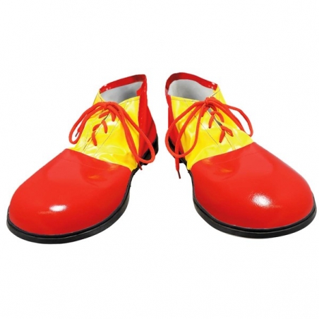 Chaussures de clown rouges et jaunes idéale pour compléter votre costume de clown