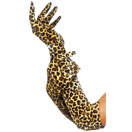Longs gants leopad femme pour femme - accessoire déguisement thème animaux Longs gants leopad femme pour femme - accessoire déguisement thème animaux