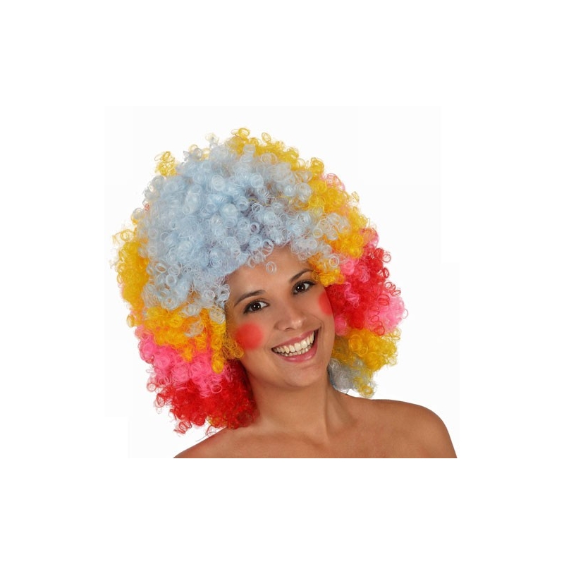 Perruque clown afro multicolore