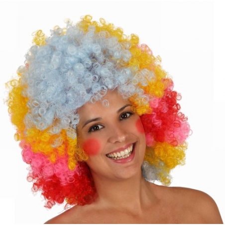 Perruque clown afro multicolore