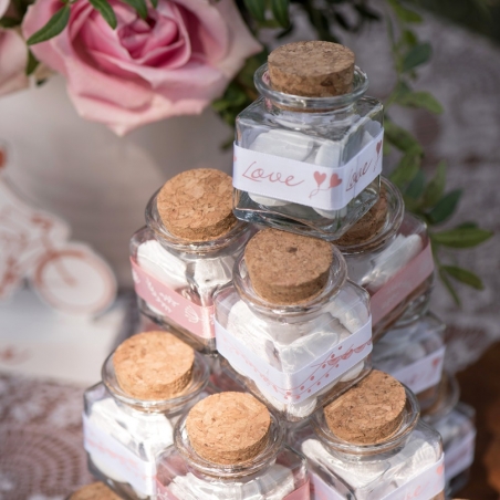 Décoration de table pour mariage, baptême et communion, pot en verre avec bouchon liège