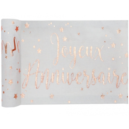 Chemin de table anniversaire rose gold - Joyeux Anniversaire - décoration de table