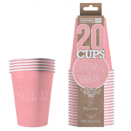 20 Gobelets Géants couleur rose pastel, le goblet idéal pour fêter une baby shower ou soirée entre filles