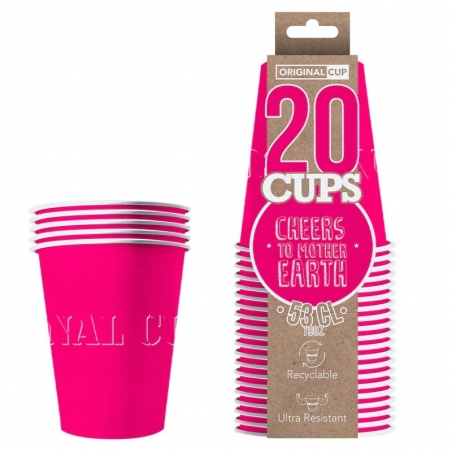 20 Gobelets rose 53 cl, gobelets américains taille XXL