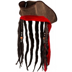 Chapeau de pirate avec cheveux idéal pour se déguiser en Jack Sparrow