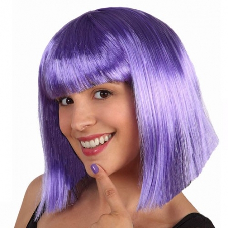 perruque violette mi-longue - accessoire deguisement disco